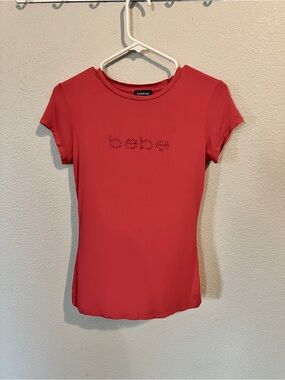 bebe Pink Short-Sleeve Tee with Studded Logo